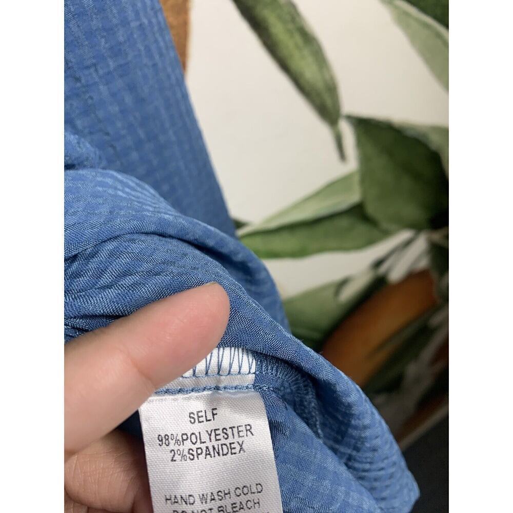 Easel Large Blue Printed Button Front Long Sleeve… - image 6